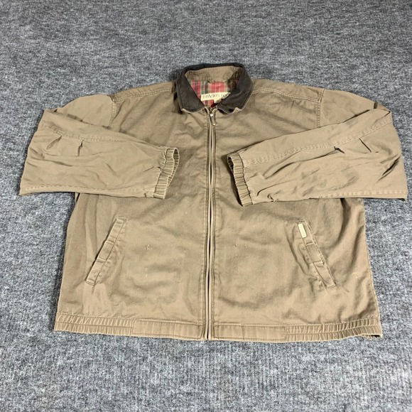 VTG London Fog Jacket Mens XL Tall Brown Bomber Leather Collar Distressed Retro - Picture 1 of 13